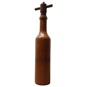 14" Tall Large Wood Pepper Grinder Commercial Mill Wine Bottle Fieldstone VTG